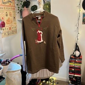 “Gopher Sport” Brown vintage santa crew neck with zipper